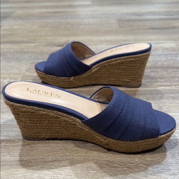 Lauren Ralph Lauren Size 7 B Navy Wedge Espadrilles KARLIA-ES-CSL - Picture 7 of 16